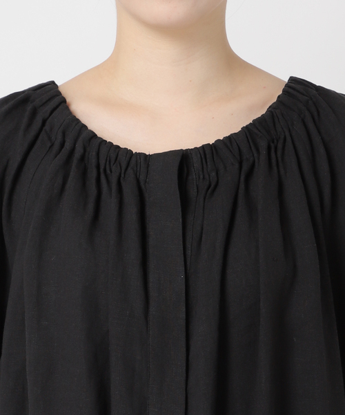 journal standard L'essage（ジャーナルスタンダードレサージュ）の「フレンチリネンギャザーワンピース（ワンピース・レディース・ブラック/ベージュ系その他・FREE）」の12枚目の写真