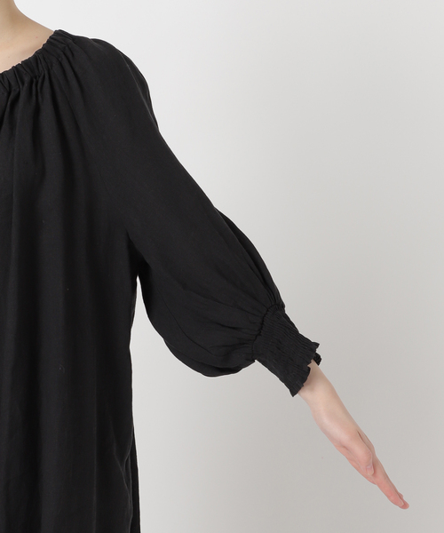 journal standard L'essage（ジャーナルスタンダードレサージュ）の「フレンチリネンギャザーワンピース（ワンピース・レディース・ブラック/ベージュ系その他・FREE）」の11枚目の写真