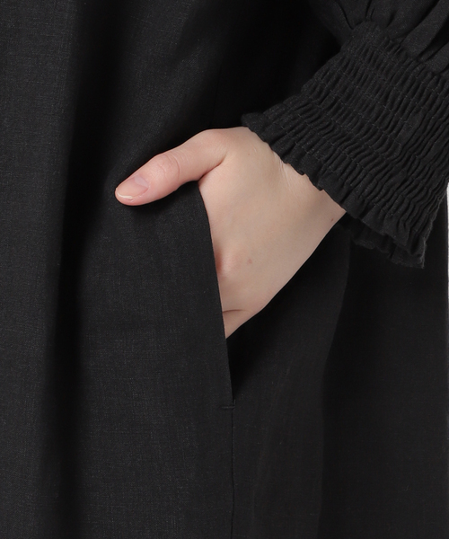 journal standard L'essage（ジャーナルスタンダードレサージュ）の「フレンチリネンギャザーワンピース（ワンピース・レディース・ブラック/ベージュ系その他・FREE）」の9枚目の写真