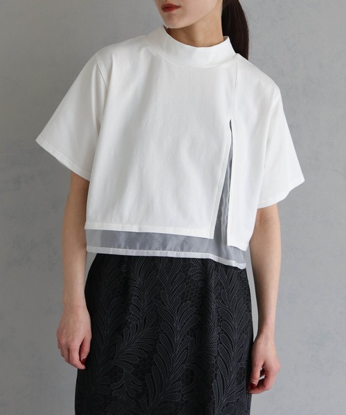 &g'aime（アンジェム）の「【&g’aime】ショートシアーTシャツ（Tシャツ/カットソー・レディース・ブラック/ホワイト・FREE）」の2枚目の写真