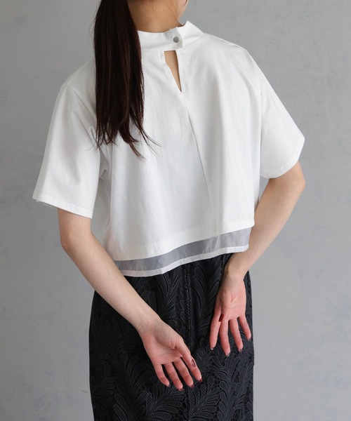 &g'aime（アンジェム）の「【&g’aime】ショートシアーTシャツ（Tシャツ/カットソー・レディース・ブラック/ホワイト・FREE）」の10枚目の写真