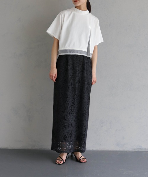 &g'aime（アンジェム）の「【&g’aime】ショートシアーTシャツ（Tシャツ/カットソー・レディース・ブラック/ホワイト・FREE）」の14枚目の写真