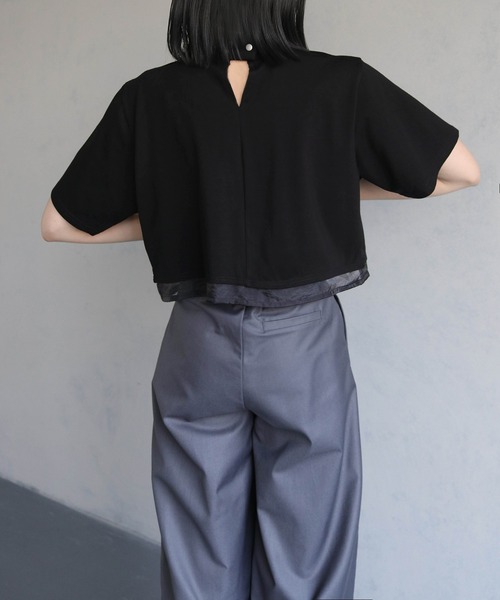 &g'aime（アンジェム）の「【&g’aime】ショートシアーTシャツ（Tシャツ/カットソー・レディース・ブラック/ホワイト・FREE）」の21枚目の写真