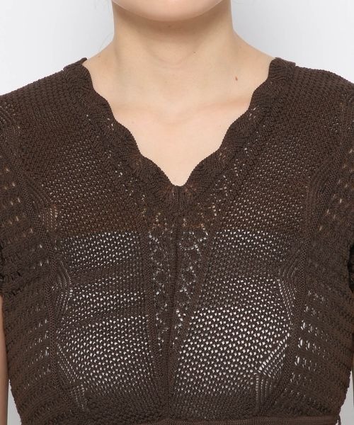 mysty woman（ミスティウーマン）の「スカシアミニットチュニック　121001（ニット/セーター・レディース・オフホワイト/ブラウン/オレンジ・FREE）」の15枚目の写真