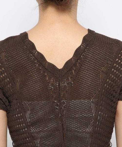 mysty woman（ミスティウーマン）の「スカシアミニットチュニック　121001（ニット/セーター・レディース・オフホワイト/ブラウン/オレンジ・FREE）」の19枚目の写真