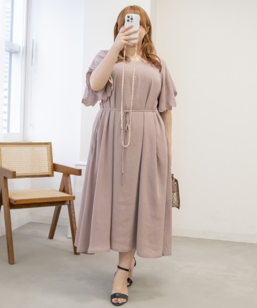 CLETTE(クレット)の「袖スカラップワンピース(ワンピース・レディース・ブルー/ピンク・LL/3L/4L)」の22枚目の写真
