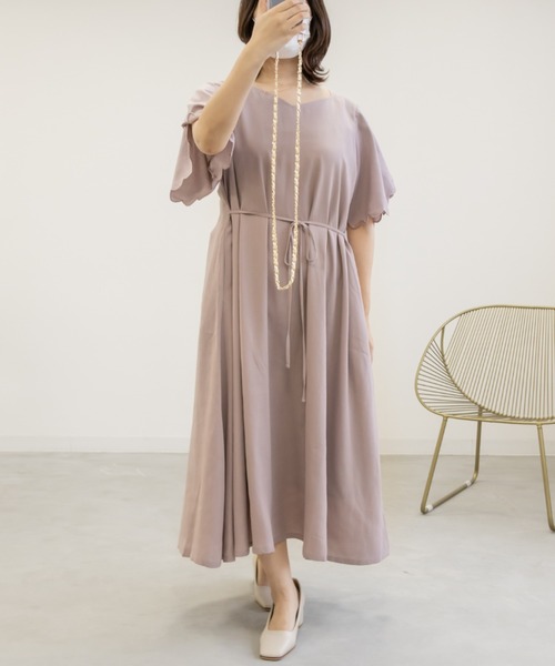 CLETTE(クレット)の「袖スカラップワンピース(ワンピース・レディース・ブルー/ピンク・LL/3L/4L)」の21枚目の写真