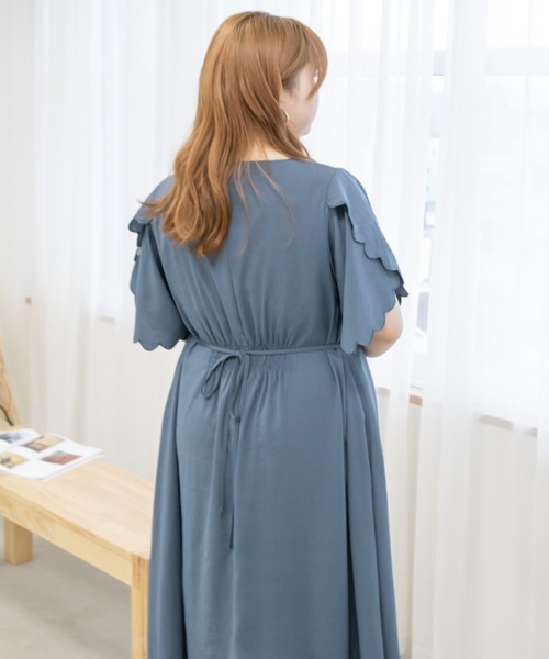 CLETTE(クレット)の「袖スカラップワンピース(ワンピース・レディース・ブルー/ピンク・LL/3L/4L)」の5枚目の写真
