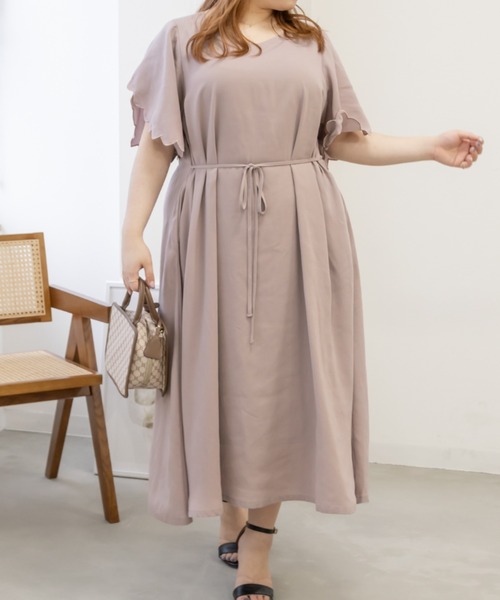 CLETTE(クレット)の「袖スカラップワンピース(ワンピース・レディース・ブルー/ピンク・LL/3L/4L)」の8枚目の写真