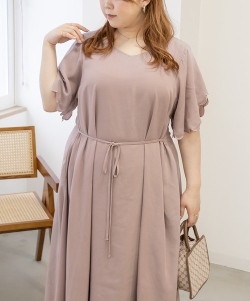 CLETTE(クレット)の「袖スカラップワンピース(ワンピース・レディース・ブルー/ピンク・LL/3L/4L)」の10枚目の写真