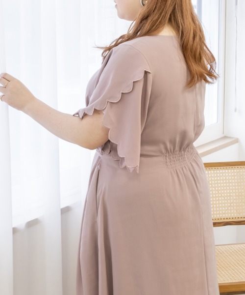 CLETTE(クレット)の「袖スカラップワンピース(ワンピース・レディース・ブルー/ピンク・LL/3L/4L)」の11枚目の写真