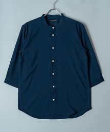 日本製 接触冷感 リサイクル ポリエステル バンド カラー 七分袖 シャツ(GW)