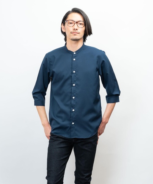garsonwave(ギャルソンウェーブ)の「日本製 接触冷感 リサイクル ポリエステル バンド カラー 七分袖 シャツ(GW)(シャツ/ブラウス・メンズ・ネイビー/ベージュ/ライラック/サックスブルー/ホワイト/ダークグレー/ボルドー・XL/L/M/LL)」の17枚目の写真