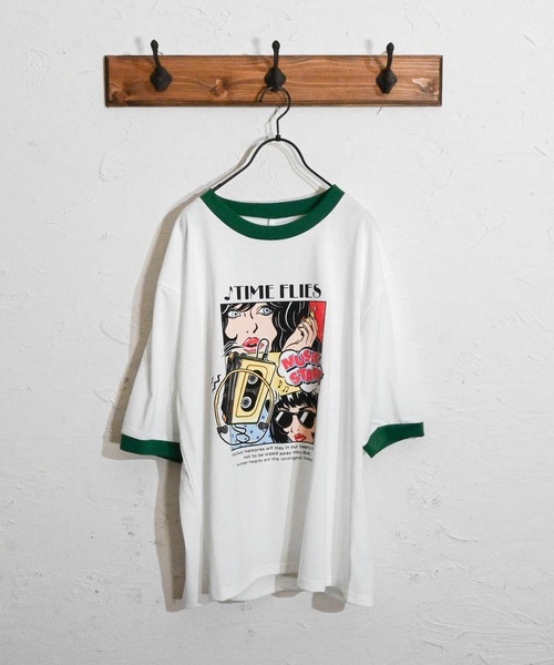 Anytime Songs(エニータイムソングス)の「16/TC 天竺リンガープリントTシャツ(LUCK OUT、TIME FLIES)(Tシャツ/カットソー・メンズ・ホワイト系その他/ホワイト系その他3/ブラック×ホワイト/ホワイト系その他2/ブラック系その他/ホワイト×ブラック/ホワイト×レッド/ホワイト×グリーン・MEDIUM/LARGE/X-LARGE/SMALL)」の6枚目の写真