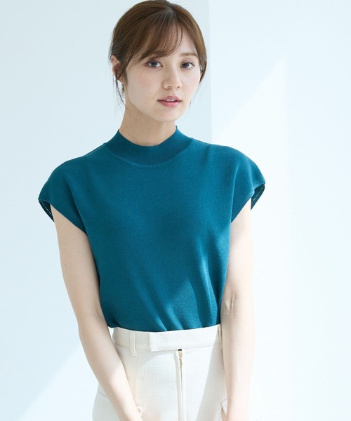 Andemiu（アンデミュウ）の「【新色/接触冷感】ソウバリフレンチニット123548（ニット/セーター・レディース・ブラック/グリーン/ブラウン/オフホワイト/ホワイト/グレー/カーキ/モカ/ブルーグリーン/ブルー・FREE）」の10枚目の写真