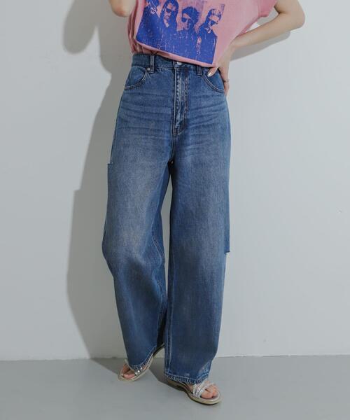 SENSE OF PLACE by URBAN RESEARCH(センスオブプレイスバイアーバンリサーチ)の「ハクプリントクラッシュワイドデニム(デニムパンツ・レディース・ライトインディゴブルー/ライトブルー・SMALL/MEDIUM)」の7枚目の写真