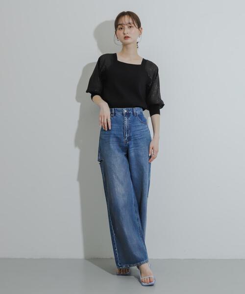 SENSE OF PLACE by URBAN RESEARCH(センスオブプレイスバイアーバンリサーチ)の「ハクプリントクラッシュワイドデニム(デニムパンツ・レディース・ライトインディゴブルー/ライトブルー・SMALL/MEDIUM)」の13枚目の写真