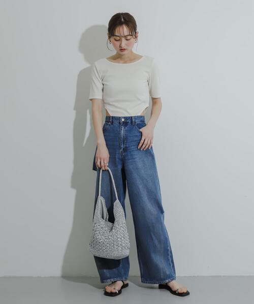 SENSE OF PLACE by URBAN RESEARCH(センスオブプレイスバイアーバンリサーチ)の「ハクプリントクラッシュワイドデニム(デニムパンツ・レディース・ライトインディゴブルー/ライトブルー・SMALL/MEDIUM)」の14枚目の写真