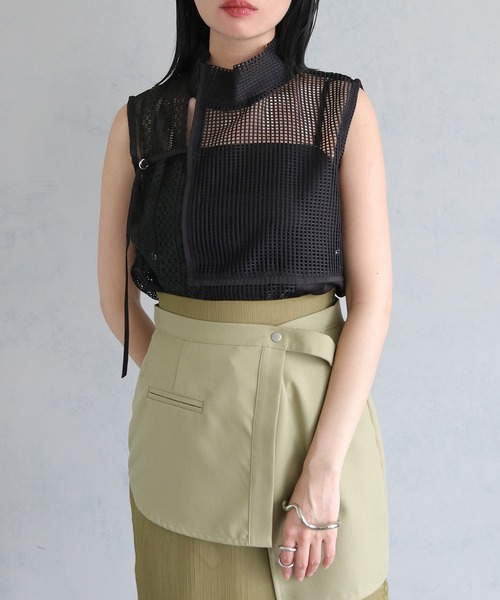 &g'aime（アンジェム）の「【&g’aime】MIXメッシュノースリーブブラウス（シャツ/ブラウス・レディース・ブラック/ホワイト・FREE）」の18枚目の写真