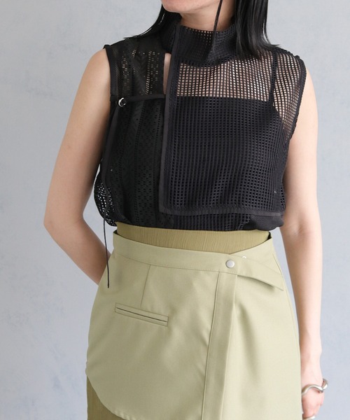 &g'aime（アンジェム）の「【&g’aime】MIXメッシュノースリーブブラウス（シャツ/ブラウス・レディース・ブラック/ホワイト・FREE）」の17枚目の写真