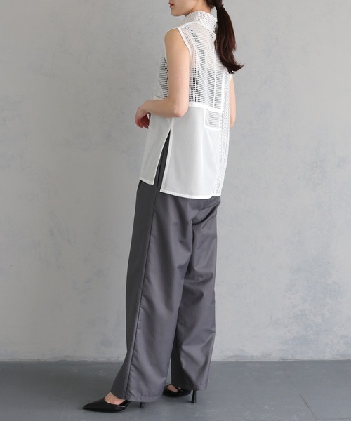 &g'aime（アンジェム）の「【&g’aime】MIXメッシュノースリーブブラウス（シャツ/ブラウス・レディース・ブラック/ホワイト・FREE）」の19枚目の写真