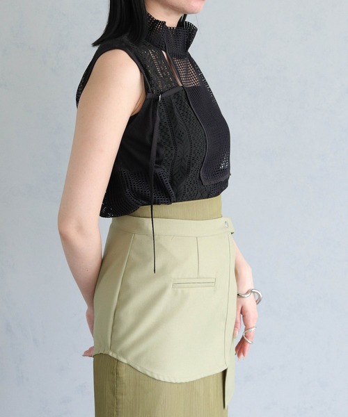 &g'aime（アンジェム）の「【&g’aime】MIXメッシュノースリーブブラウス（シャツ/ブラウス・レディース・ブラック/ホワイト・FREE）」の13枚目の写真