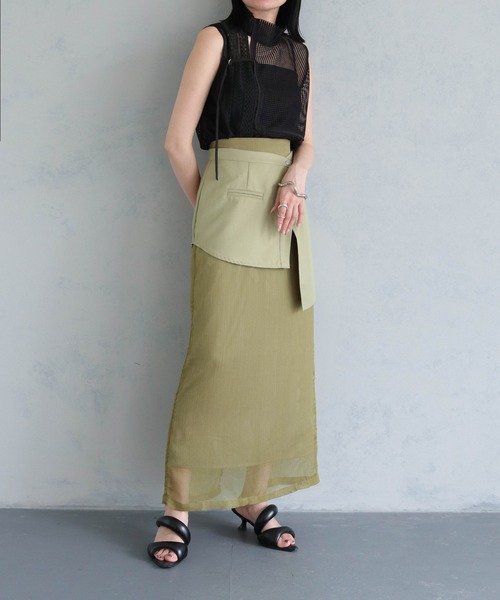 &g'aime（アンジェム）の「【&g’aime】MIXメッシュノースリーブブラウス（シャツ/ブラウス・レディース・ブラック/ホワイト・FREE）」の9枚目の写真