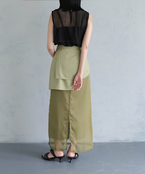 &g'aime（アンジェム）の「【&g’aime】MIXメッシュノースリーブブラウス（シャツ/ブラウス・レディース・ブラック/ホワイト・FREE）」の7枚目の写真