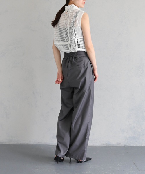 &g'aime（アンジェム）の「【&g’aime】MIXメッシュノースリーブブラウス（シャツ/ブラウス・レディース・ブラック/ホワイト・FREE）」の15枚目の写真