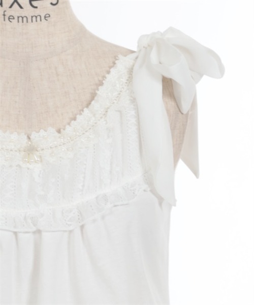 axes femme（アクシーズファム）の「肩リボンロングインナー（タンクトップ・レディース・サックスブルー/ブラック/キナリ・FREE）」の20枚目の写真