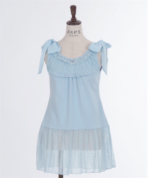 axes femme（アクシーズファム）の「肩リボンロングインナー（タンクトップ・レディース・サックスブルー/ブラック/キナリ・FREE）」の19枚目の写真