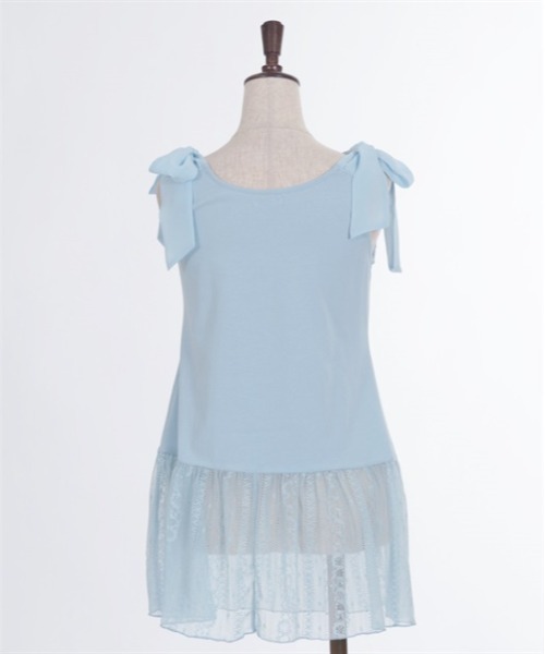 axes femme（アクシーズファム）の「肩リボンロングインナー（タンクトップ・レディース・サックスブルー/ブラック/キナリ・FREE）」の17枚目の写真