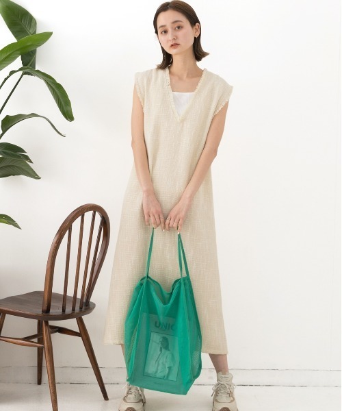 ad thie（アドティエ）の「幅広マチ メッシュマルチバッグ（トートバッグ・レディース・ブラック/ベージュ/イエロー/グリーン・FREE）」の12枚目の写真