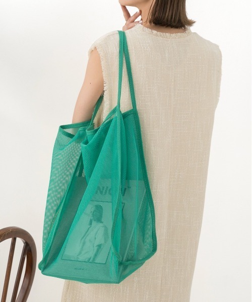 ad thie（アドティエ）の「幅広マチ メッシュマルチバッグ（トートバッグ・レディース・ブラック/ベージュ/イエロー/グリーン・FREE）」の13枚目の写真