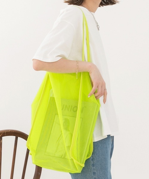 ad thie（アドティエ）の「幅広マチ メッシュマルチバッグ（トートバッグ・レディース・ブラック/ベージュ/イエロー/グリーン・FREE）」の14枚目の写真