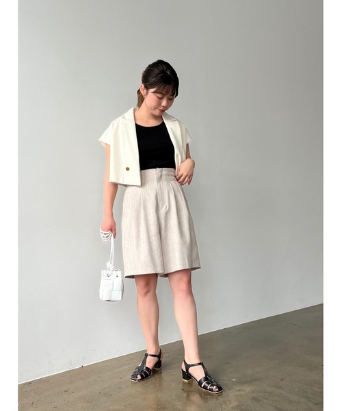 ハイウエストリボンベルトショートパンツ【低身長・小柄女性