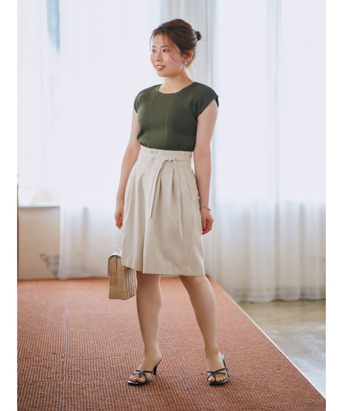 ハイウエストリボンベルトショートパンツ【低身長・小柄女性