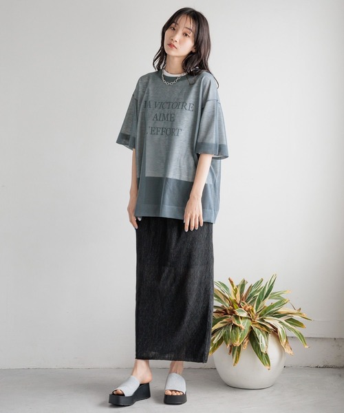 LOWRYS FARM（ローリーズファーム）の「メッセージショートＴＳＳ 125043（Tシャツ/カットソー・レディース・チャコールグレー/オフホワイト/アイボリー・FREE）」の6枚目の写真