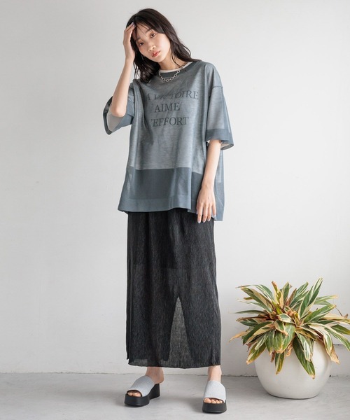 LOWRYS FARM（ローリーズファーム）の「メッセージショートＴＳＳ 125043（Tシャツ/カットソー・レディース・チャコールグレー/オフホワイト/アイボリー・FREE）」の7枚目の写真