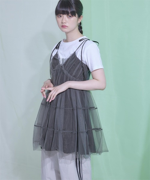 肩リボンチュールキャミワンピース（ワンピース）｜miette（ミエット） 5,601円