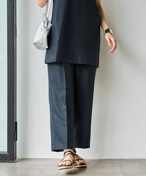 coen(コーエン)の「【RONEL】リネンライククロップドテーパードパンツ(スラックス・レディース・ダークグレー/ベージュ・S/M/L)」の3枚目の写真