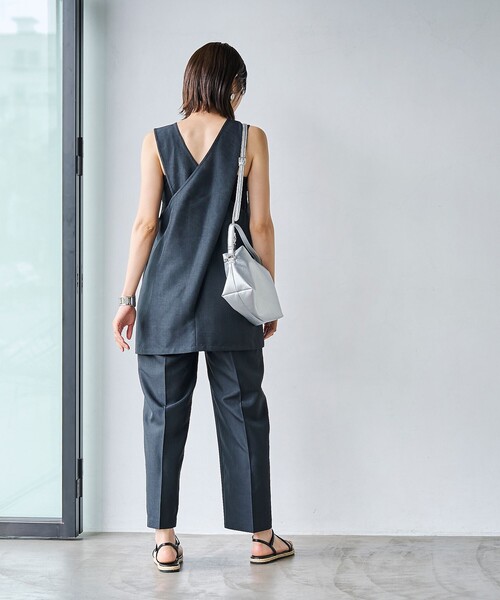 coen(コーエン)の「【RONEL】リネンライククロップドテーパードパンツ(スラックス・レディース・ダークグレー/ベージュ・S/M/L)」の9枚目の写真