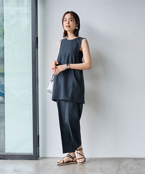 coen(コーエン)の「【RONEL】リネンライククロップドテーパードパンツ(スラックス・レディース・ダークグレー/ベージュ・S/M/L)」の10枚目の写真