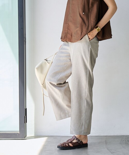 coen(コーエン)の「【RONEL】リネンライククロップドテーパードパンツ(スラックス・レディース・ダークグレー/ベージュ・S/M/L)」の12枚目の写真