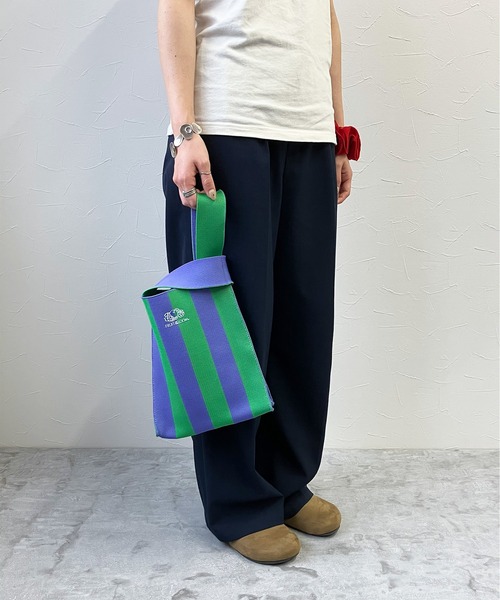 FRUIT OF THE LOOM（フルーツオブザルーム）の「STRIPED MINI SHOULDER BAG / トートバッグ / ミニ / コンパクト / カジュアル / ストライプ（ショルダーバッグ・メンズ・ネイビー/ラベンダー/グリーン/レッド/サックスブルー・FREE）」の11枚目の写真