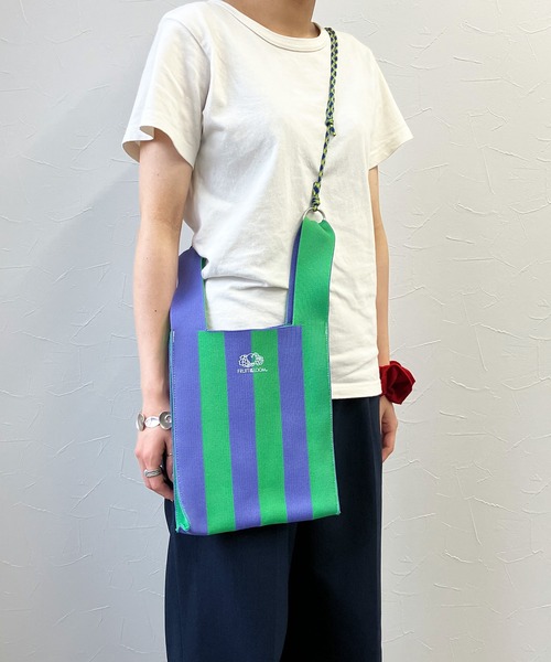 FRUIT OF THE LOOM（フルーツオブザルーム）の「STRIPED MINI SHOULDER BAG / トートバッグ / ミニ / コンパクト / カジュアル / ストライプ（ショルダーバッグ・メンズ・ネイビー/ラベンダー/グリーン/レッド/サックスブルー・FREE）」の13枚目の写真
