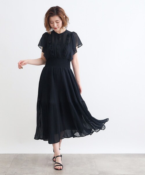 grove（グローブ）の「◆ジョーゼットプリントワンピース（ワンピース・レディース・サックスブルー系/ベージュ系/ブラック系その他/ネイビー・02/03/01/05/04）」の16枚目の写真