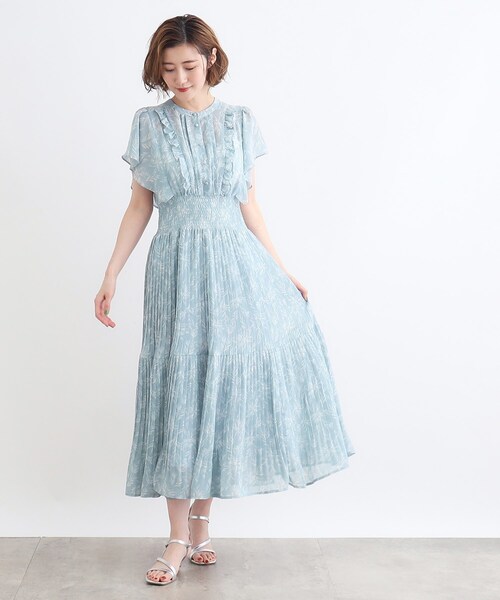 grove（グローブ）の「◆ジョーゼットプリントワンピース（ワンピース・レディース・サックスブルー系/ベージュ系/ブラック系その他/ネイビー・02/03/01/05/04）」の6枚目の写真