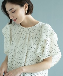 OPAQUE.CLIP | 《美人百花掲載》ドットプリントフレアスリーブ【洗濯機洗い可】(シャツ/ブラウス)