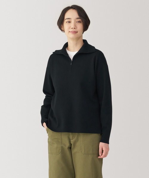 無印良品(ムジルシリョウヒン)の「婦人 洗えるミラノリブ編みハーフジップセーター(ニット/セーター・レディース・ブラック/サックスブルー/ホワイト系/オフホワイト/ネイビー系/ダークグレー・S/M/L/XL)」の3枚目の写真